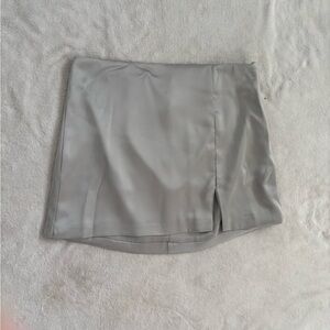 Silver Satin Mini Skirt